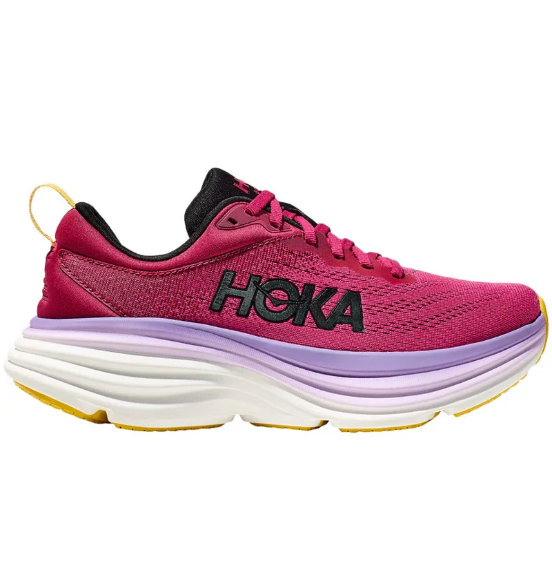 Hoka One One Women's Bondi 8 Running Shoes Cherries Jubilee/Pink Yarrow